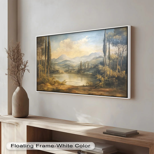 With soft, earthy tones and classical brushwork, the artwork evokes the serene charm and elegance of the Italian countryside.