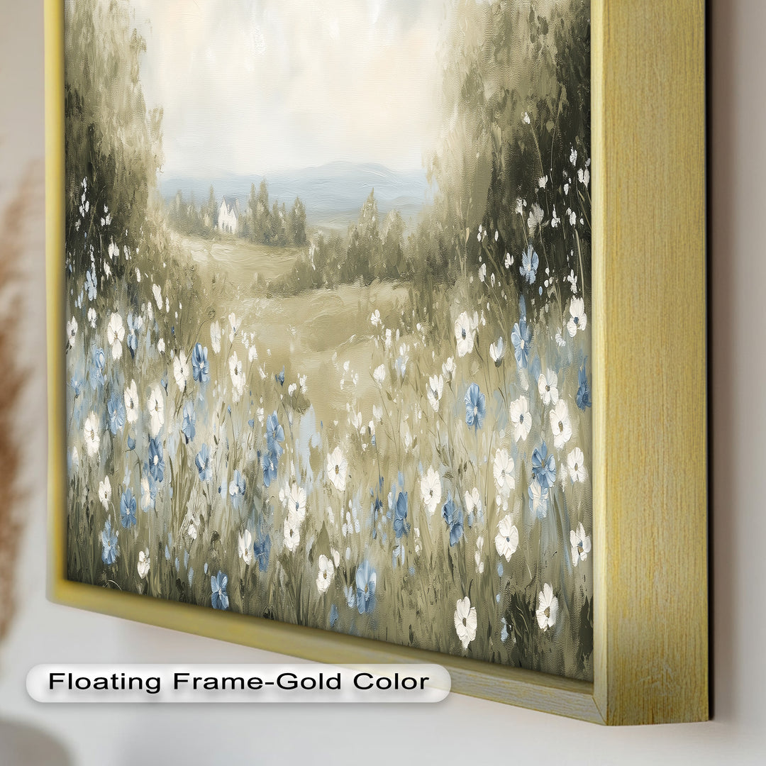 Wildflower Field Wall Art – Landscape Oil Painting