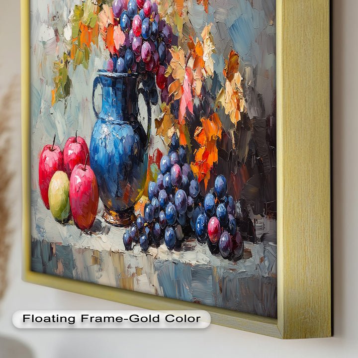 Fall Apple & Floral Still Life – Rustic Autumn Decor Oil Painting