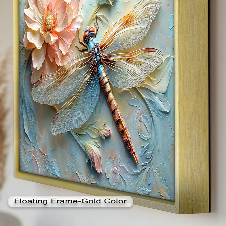 Floral Dragonfly Modern Art – Botanical Oil Painting