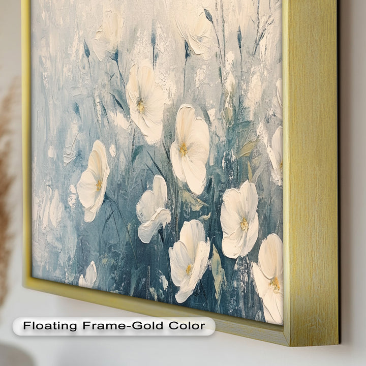 White Wildflower Art – Elegant Floral Oil Painting