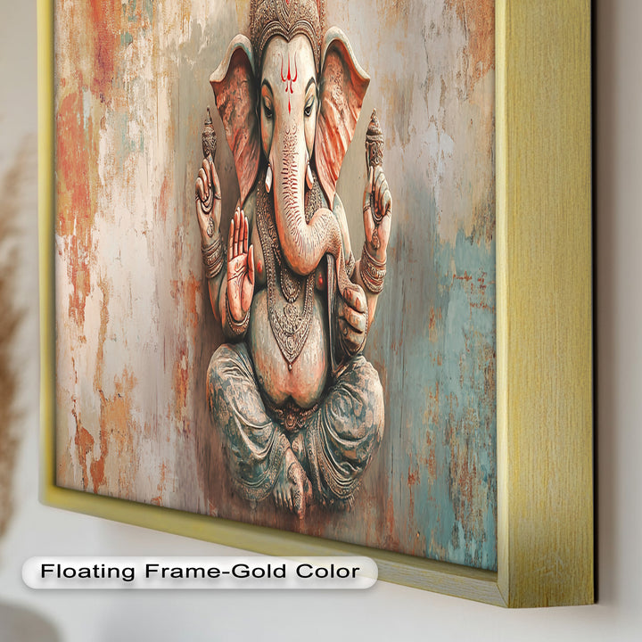 Rustikale Ganesha-Wandkunst – Religiöses Ölgemälde