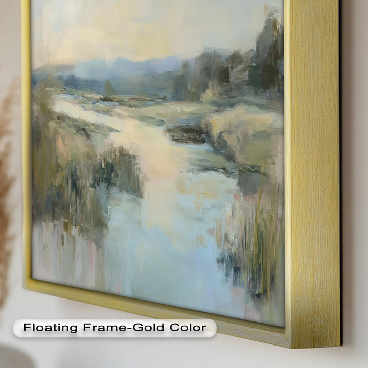 Pastel River Landscape - Framed Oil Painting