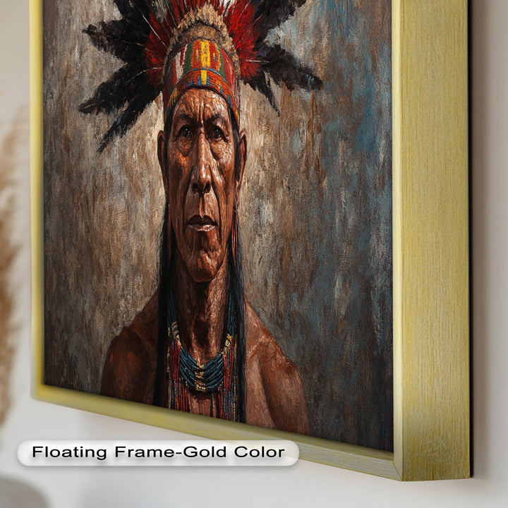Echo of the Ancestors – Native Warrior Portrait Oil Painting
