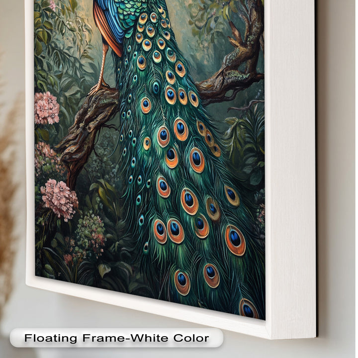 Peacock Among Blossoms – Regal Garden Beauty Animal Oil Painting