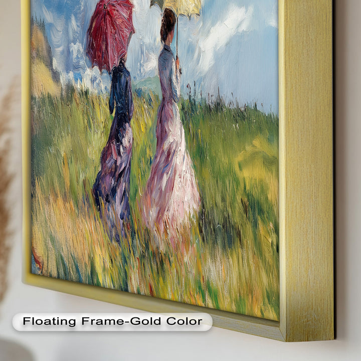Ladies with Parasols in a Sunlit Meadow – Impressionist Oil Painting