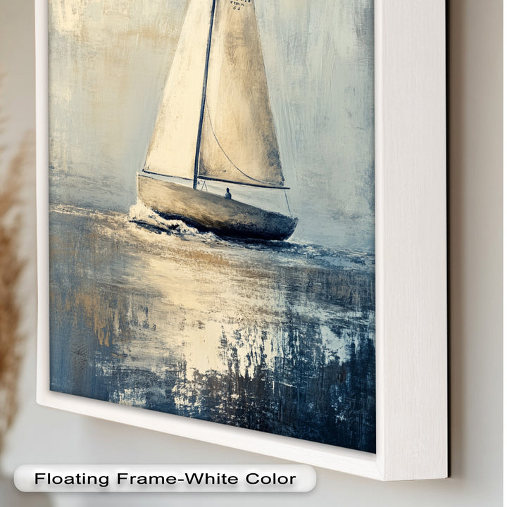 Golden Sail – Minimalistisches Ölgemälde „Boot auf See“