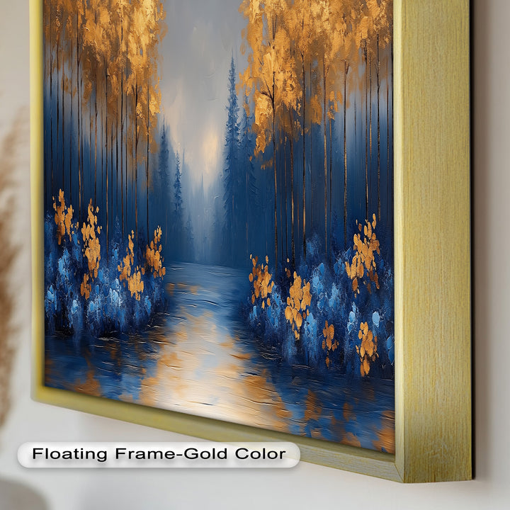 Golden Forest Landscape - Framed Autumn Oil Painting