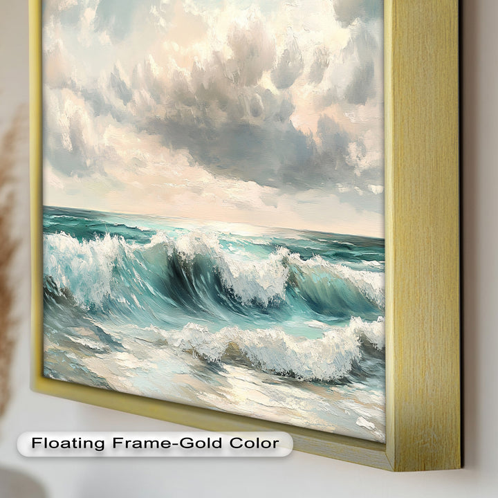 Coastal Wall Art - Turquoise Wave Seascape Oil Painting