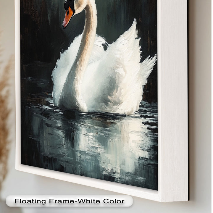 Solitary Grace – White Swan Oil Painting