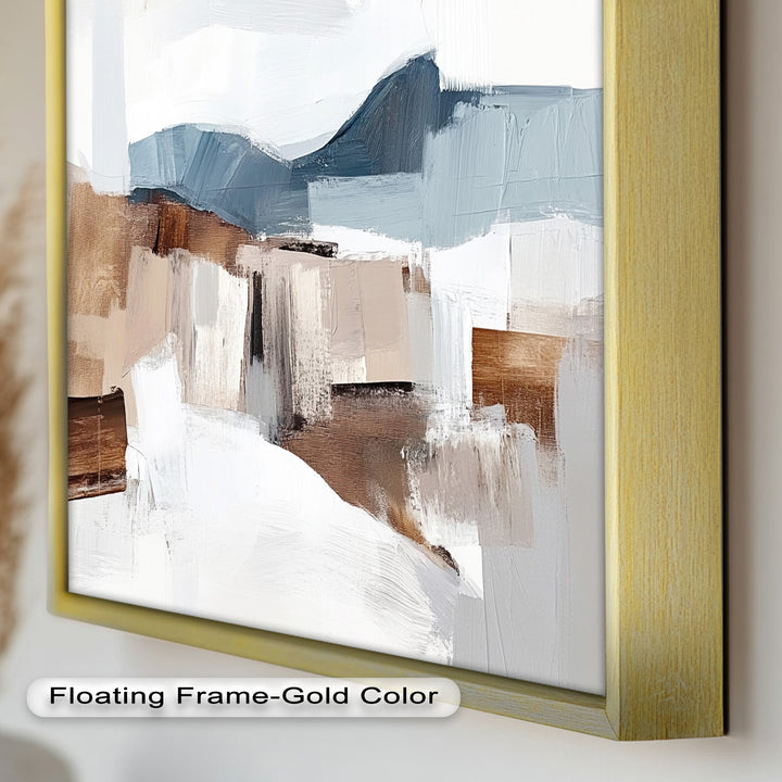 Muted Horizon Layers – Mountain Landscape Abstract Oil Painting