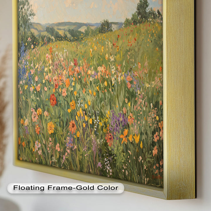 Wildflower Field Impressionist – Framed Landscape Oil Painting
