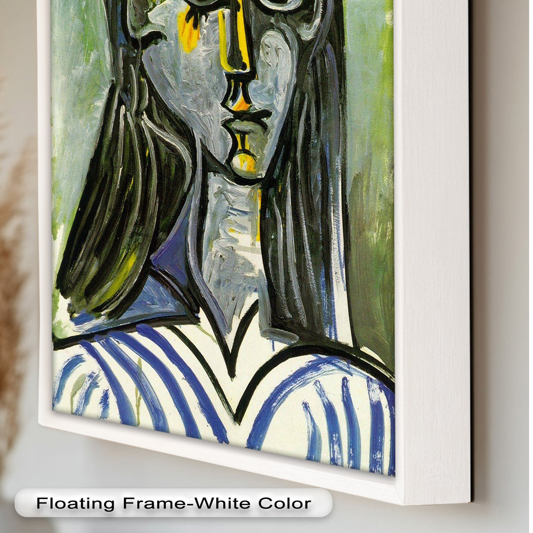 Striped Muse in Pink Hat – Picasso Oil Painting