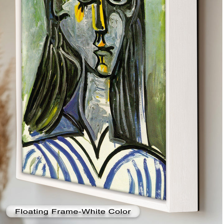 Striped Muse in Pink Hat – Picasso Oil Painting