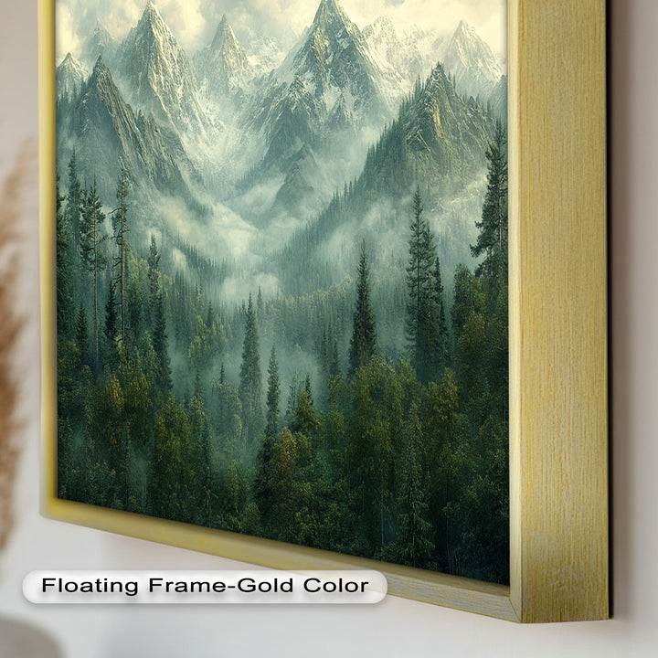 Misty Mountain Forest - Framed Oil Paintings