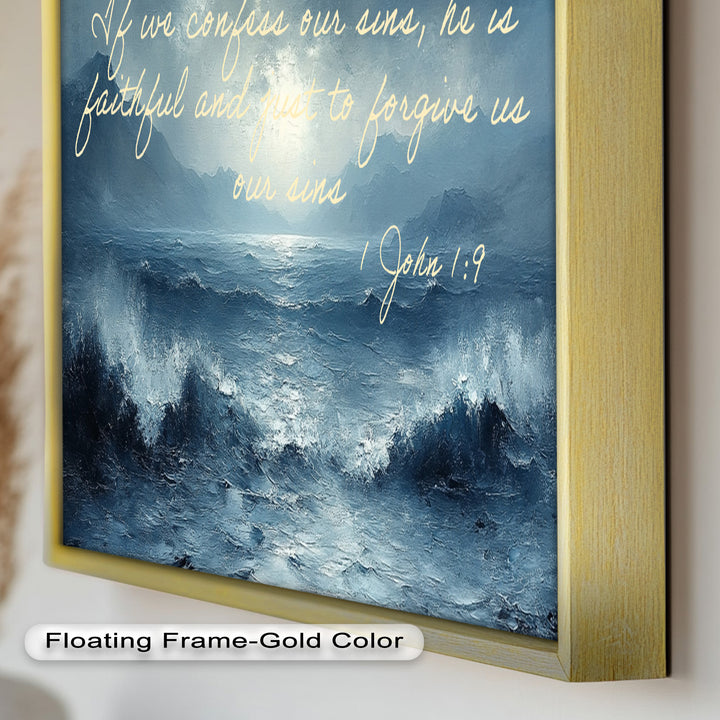 1 John 1:9 – Forgiveness and Grace Bible Verse Oil Painting
