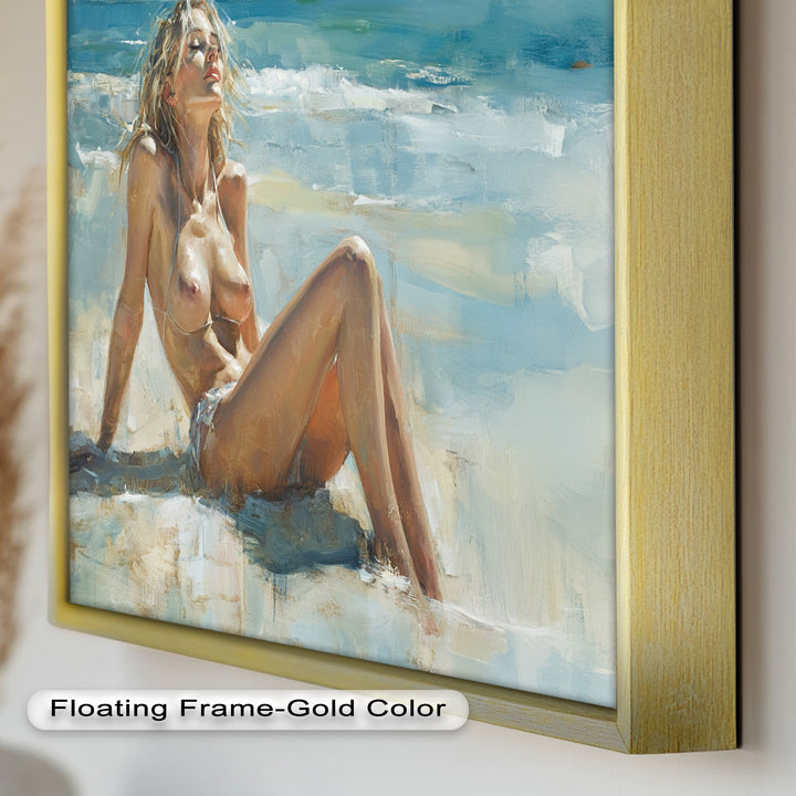 Sun-Kissed Serenity – Beachside Nude Figurative Oil Painting