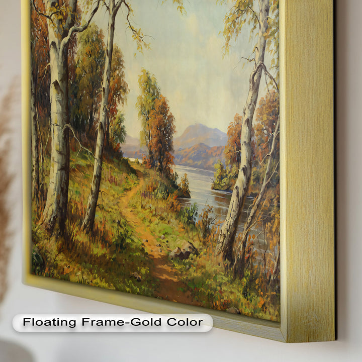 Goldener Pfad am See – Vintage Ölgemälde