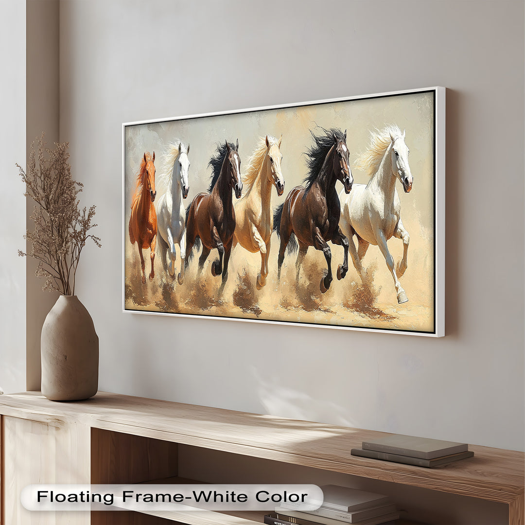 Thundering Harmony – Multicolor Horses Oil Painting