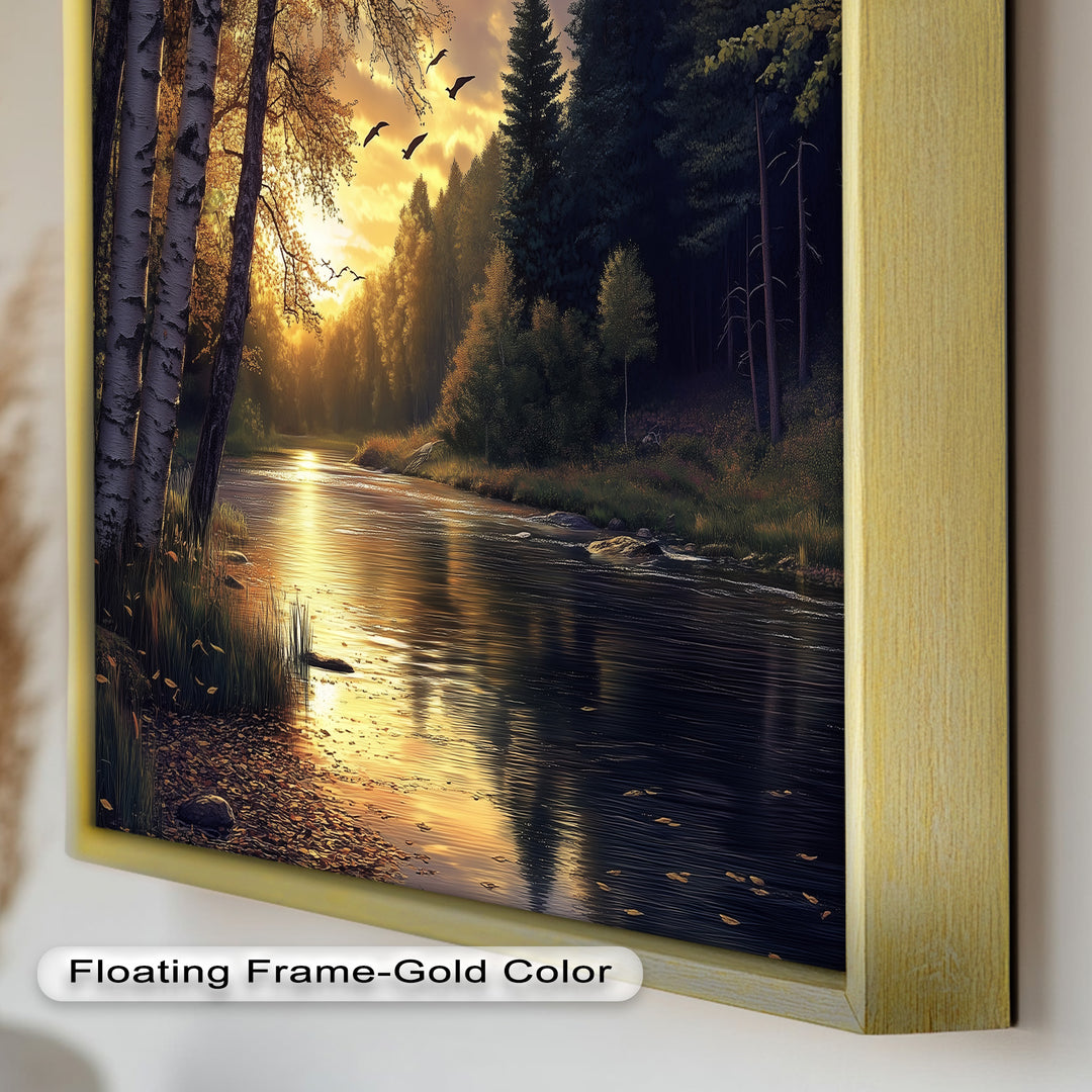 Sonnenuntergang Fluss Wandkunst - Landschaft Ölgemälde