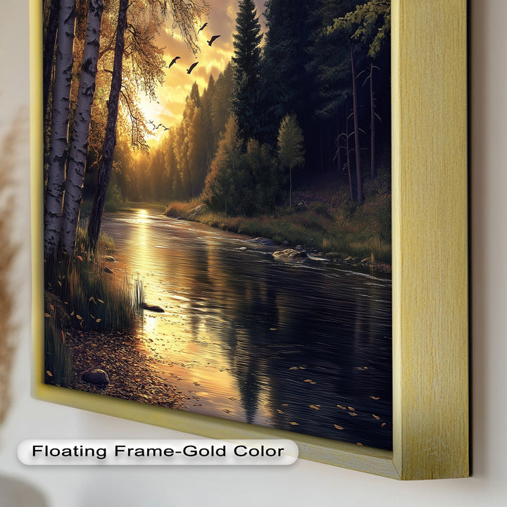 Sonnenuntergang Fluss Wandkunst - Landschaft Ölgemälde