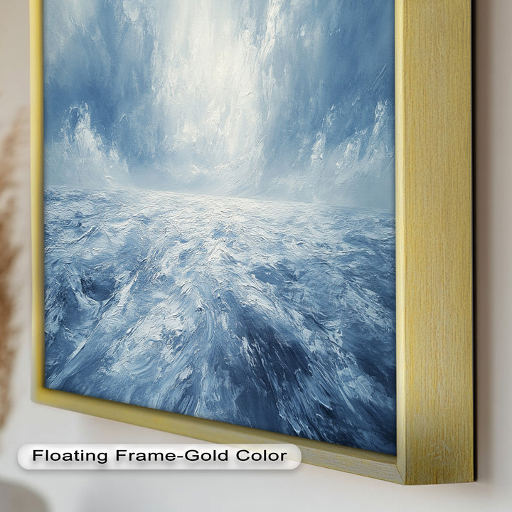 Blue Coastal Wall Art - Abstract Ocean Seascape Oil Painting