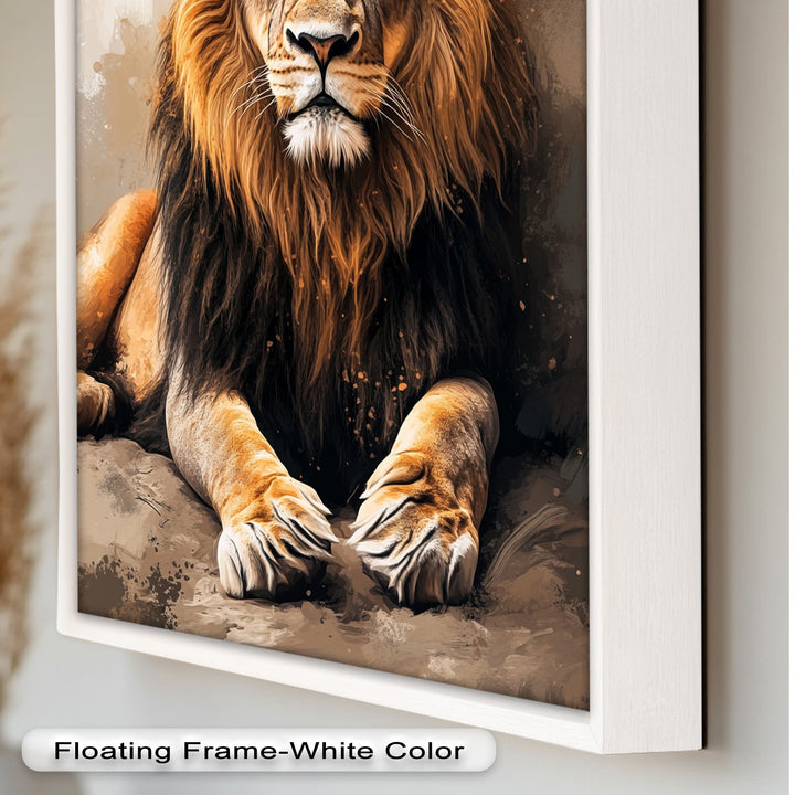 Lion Portrait in Warm Tones - Animal Oil Painting