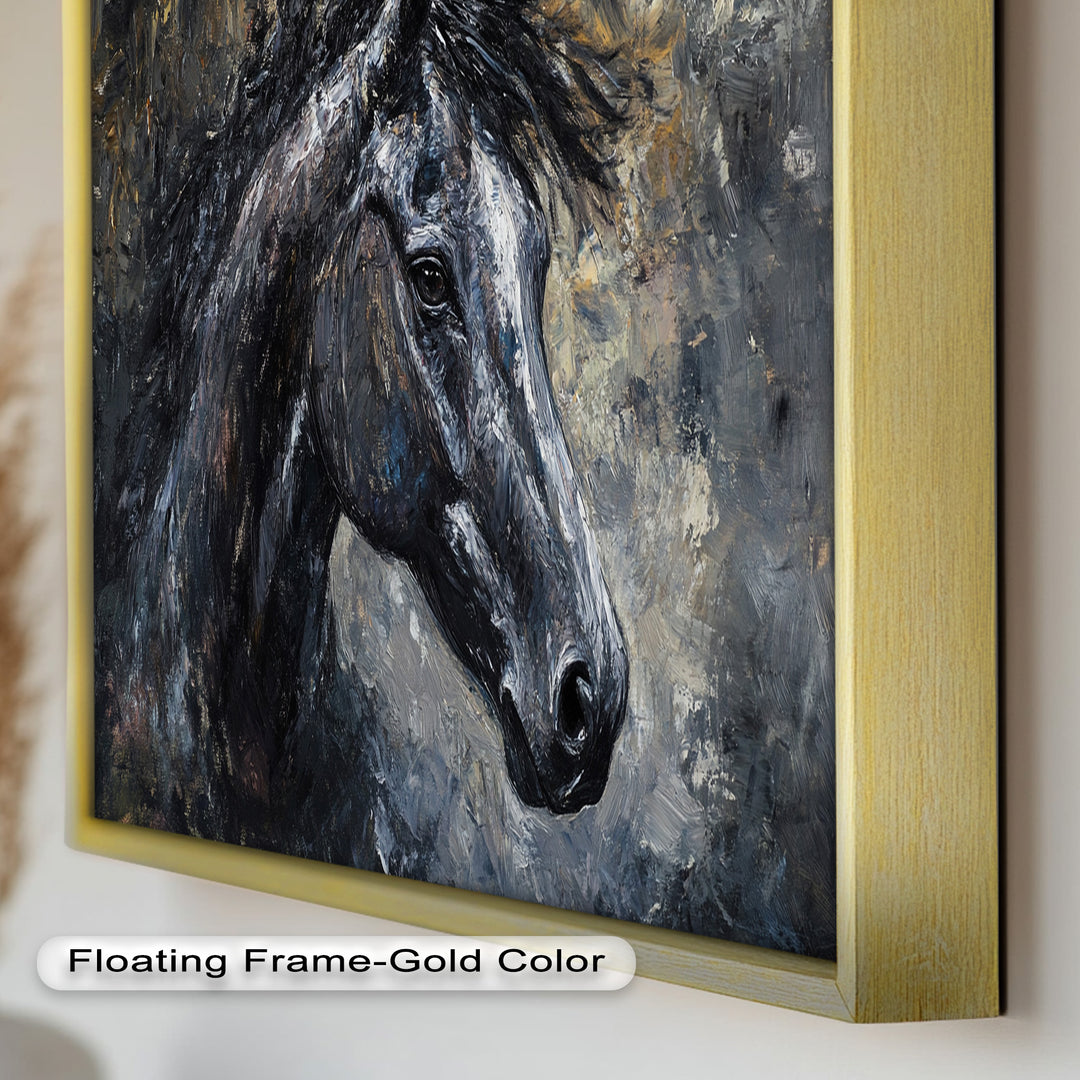 Black Horse Portrait - Animal Oil Painting
