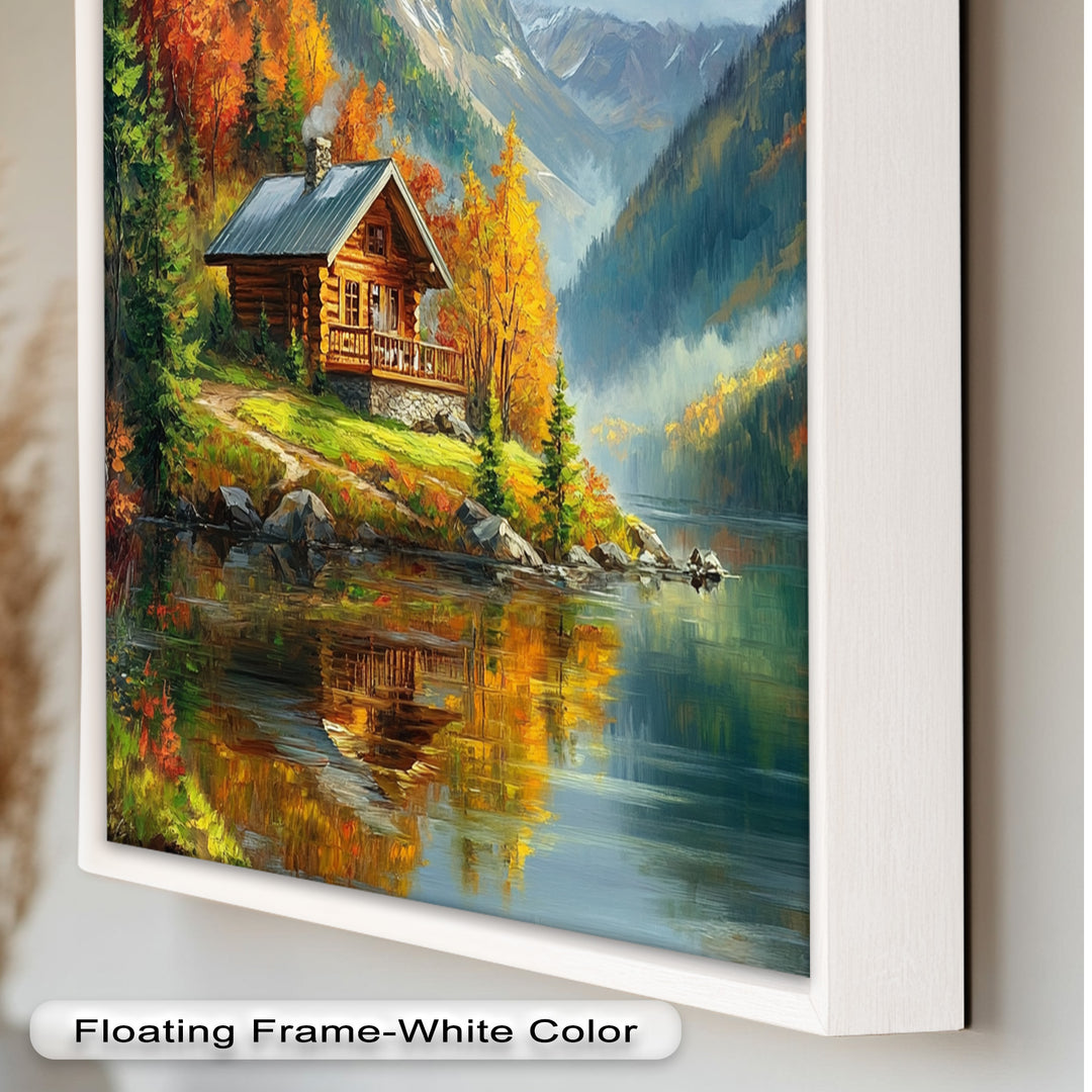 Herbst-Retreat – Berghütte am Lake Hudson River Ölgemälde