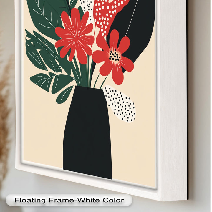 Purpurrote Blüte in monochromer Vase – Modernes florales Ölgemälde