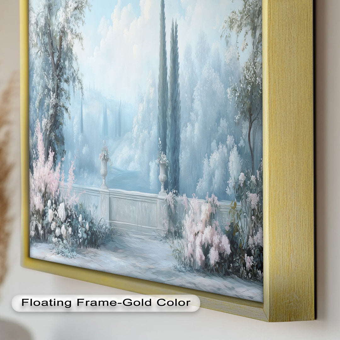 Serene Garden Terrace – Landscape Oil Painting
