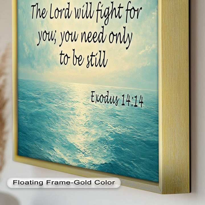 Exodus 14:14 – Be Still & Trust Bible Verse Oil Painting