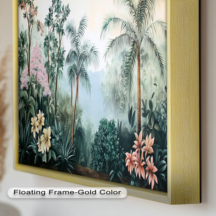 Floral Tropics Oasis – Palm Tree Oil Painting