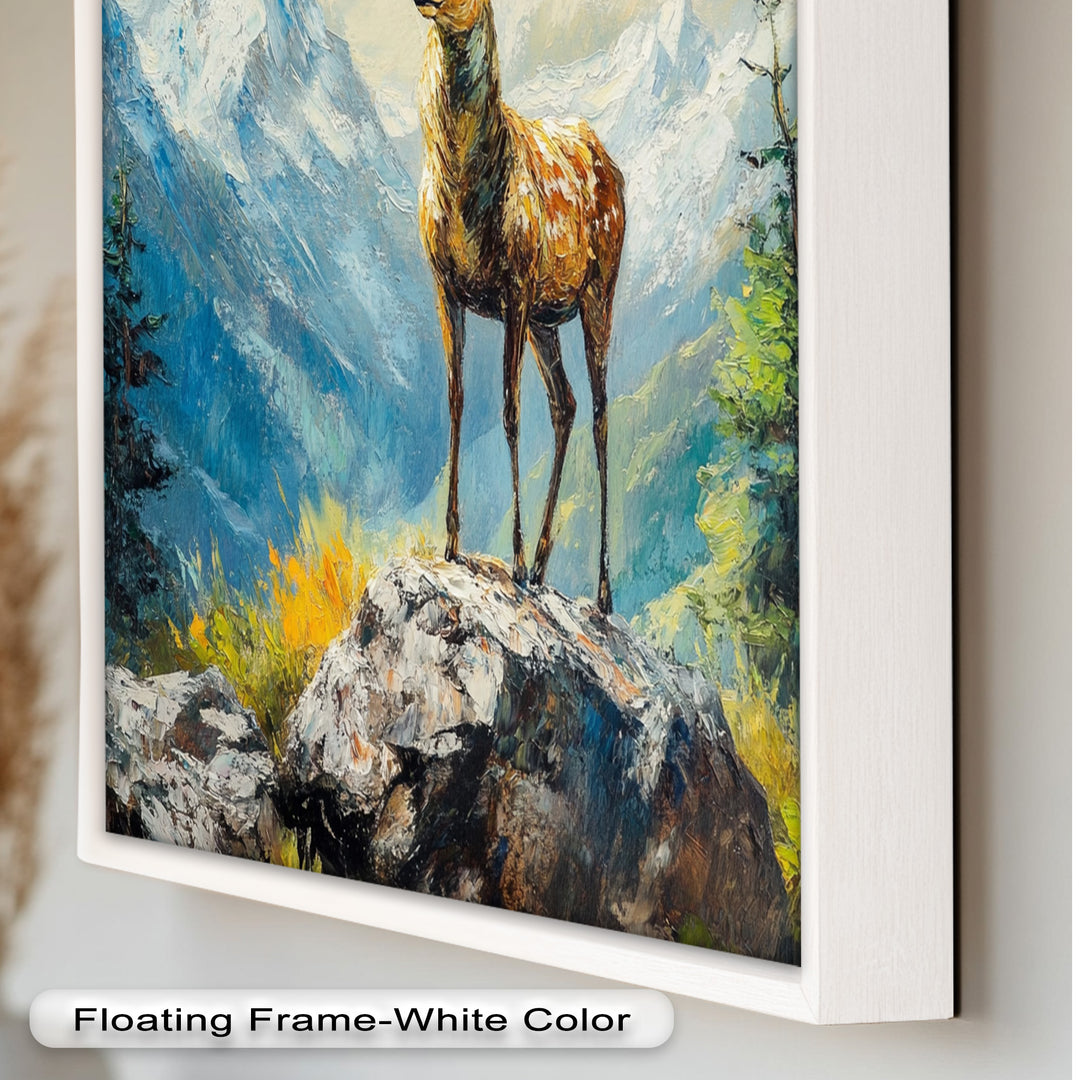 Stag in Mountain Landscape - Animal Oil Painting
