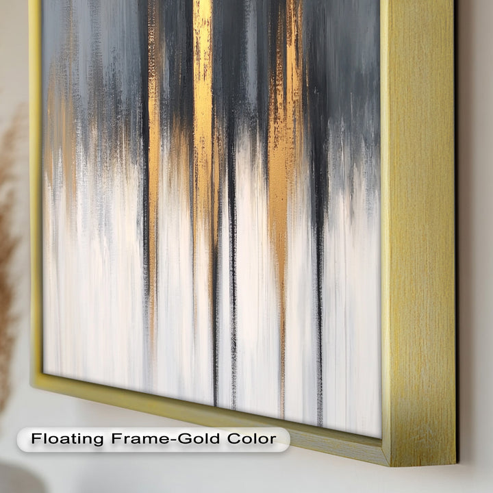 Modern Grey & Gold Abstract – Framed Oil Painting