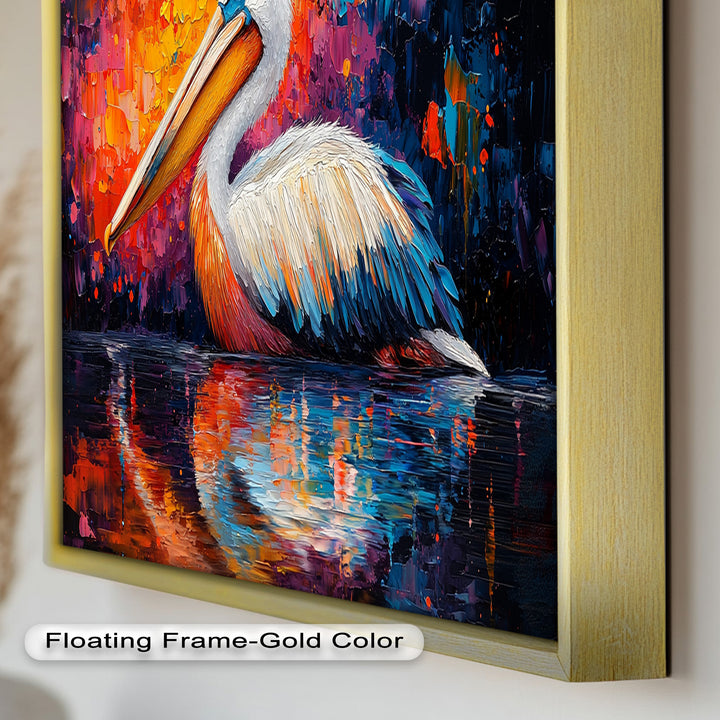 Sunset Pelican on Water – Animal Oil Painting