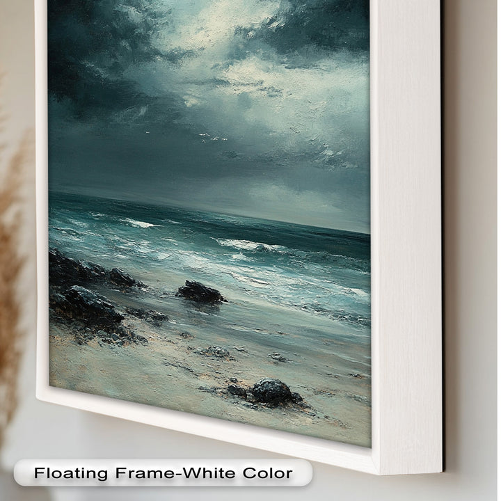 Stormy Beach Wall Art - Seascape Framed Oil Painting