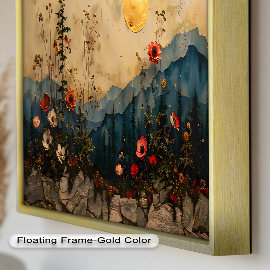 Golden Moon Wall Art-Forest Landscape Oil Painting