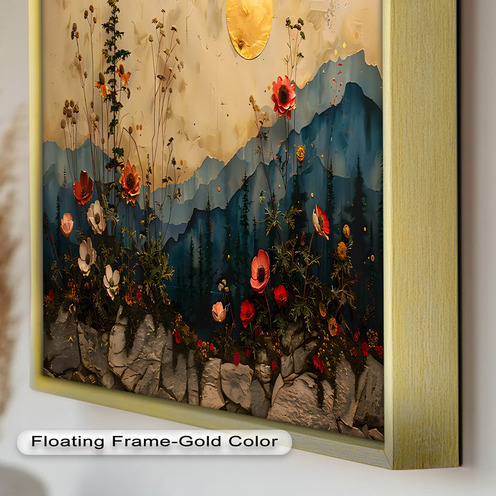 Golden Moon Wall Art-Forest Landscape Oil Painting