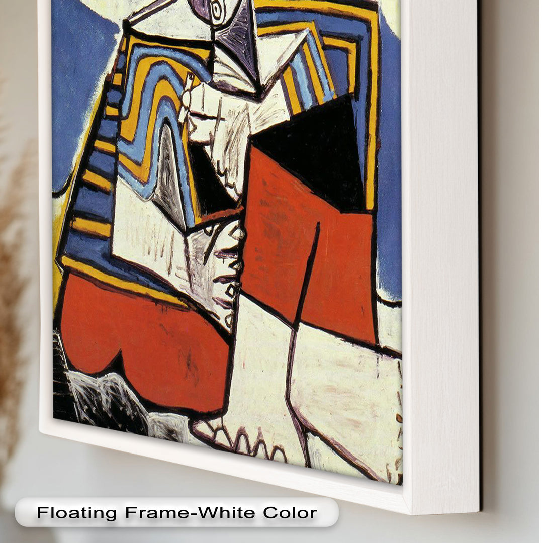 Geometric Man in Red Hat Wall Art – Cubist Oil Painting