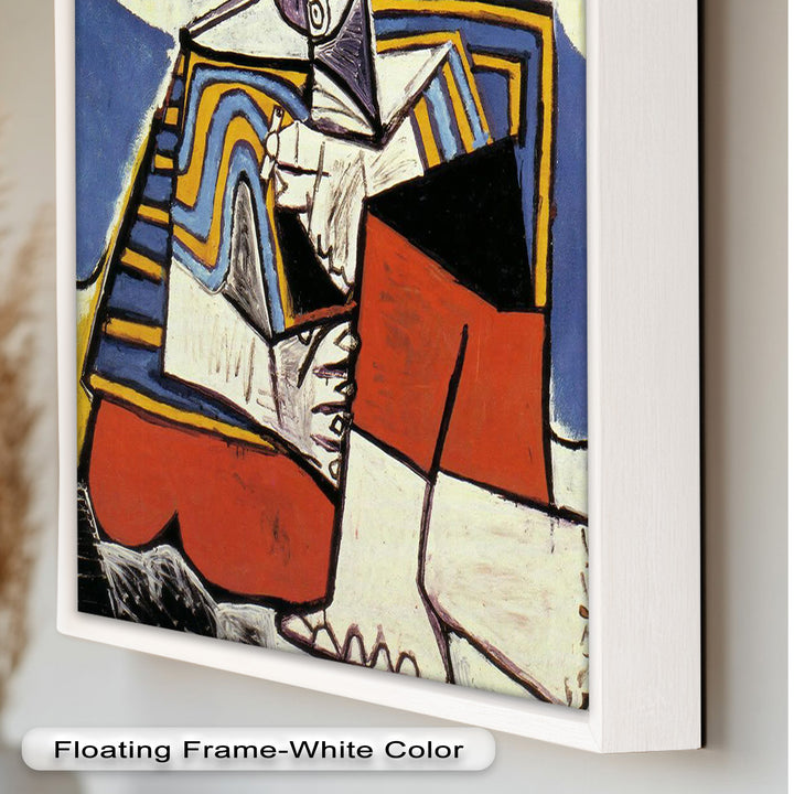Geometric Man in Red Hat Wall Art – Cubist Oil Painting
