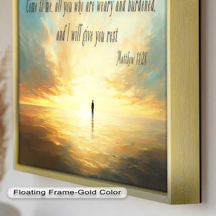 Matthew 11:28 – Rest in Christ Bible Verse Oil Painting