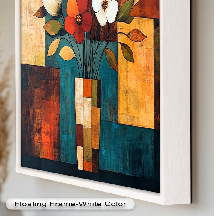 Geometric Bloom – Modern Floral Abstract Oil Painting