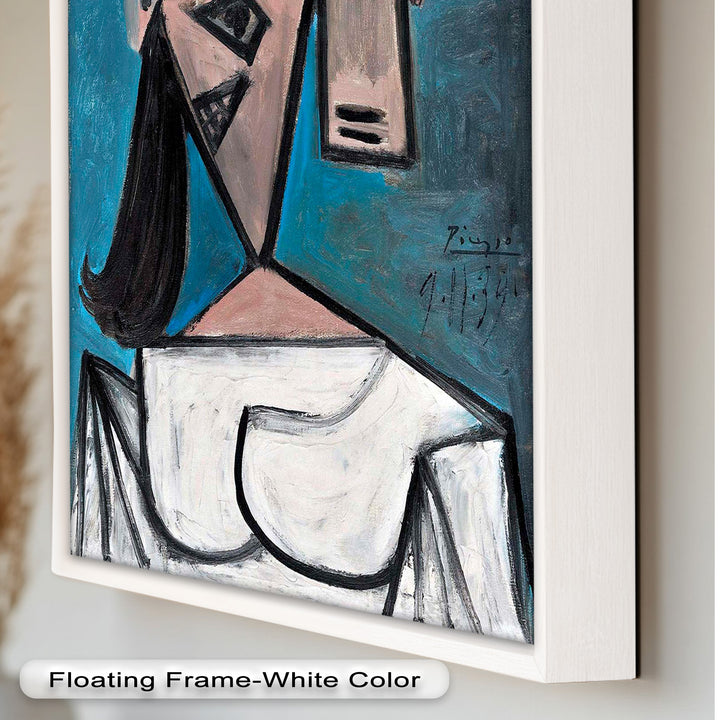 Angular Expression – Cubist Woman in White Dress Picasso Oil Painting