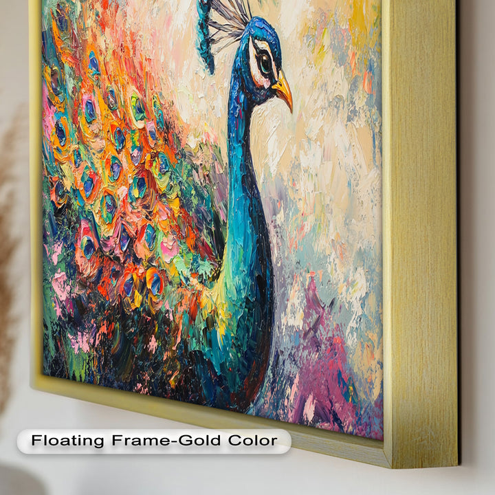 Peacock in Blooming Hues - Animal Oil Painting