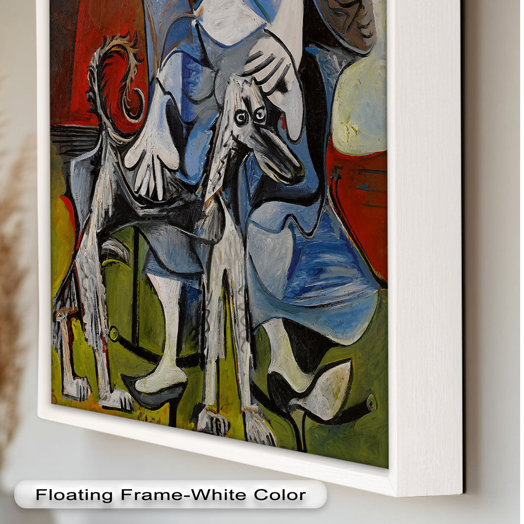 Loyal Companion – Picasso Style Woman with Dog Oil Painting