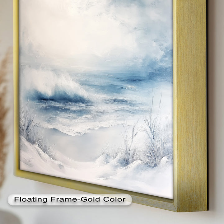 Coastal Wall Art - Snowy Beach Seascape Oil Painting