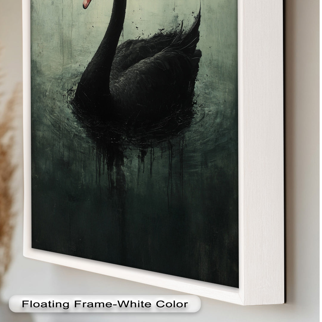 Solitary Grace – Moody Black Swan Oil Painting