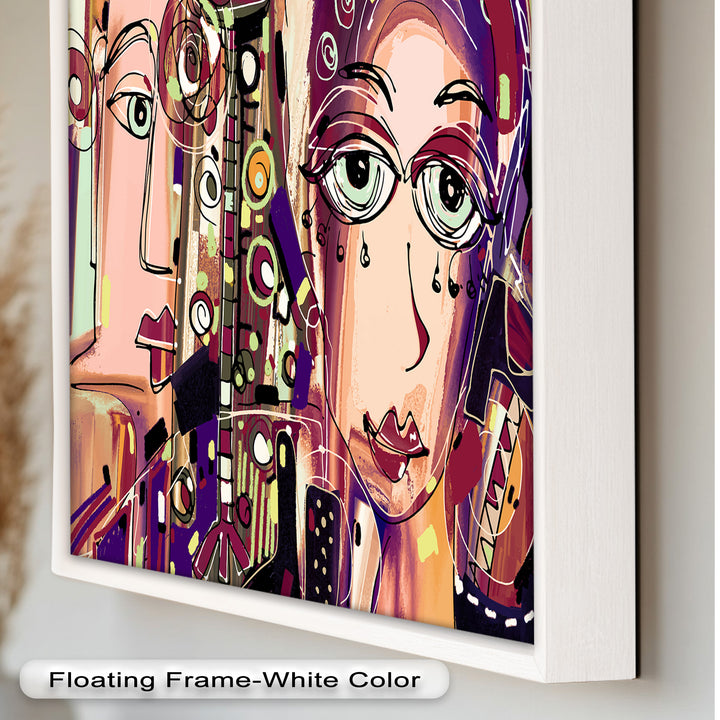 Whispers in Color – Dual Faces with Expressive Eyes Picasso Oil Painting