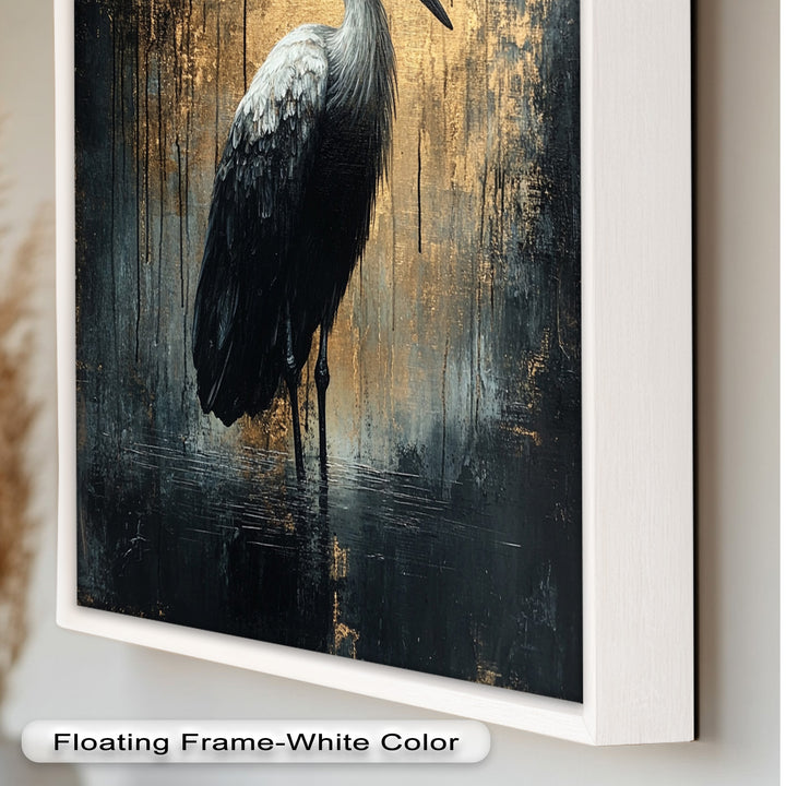 Golden Shadow Heron – Animal Oil Painting